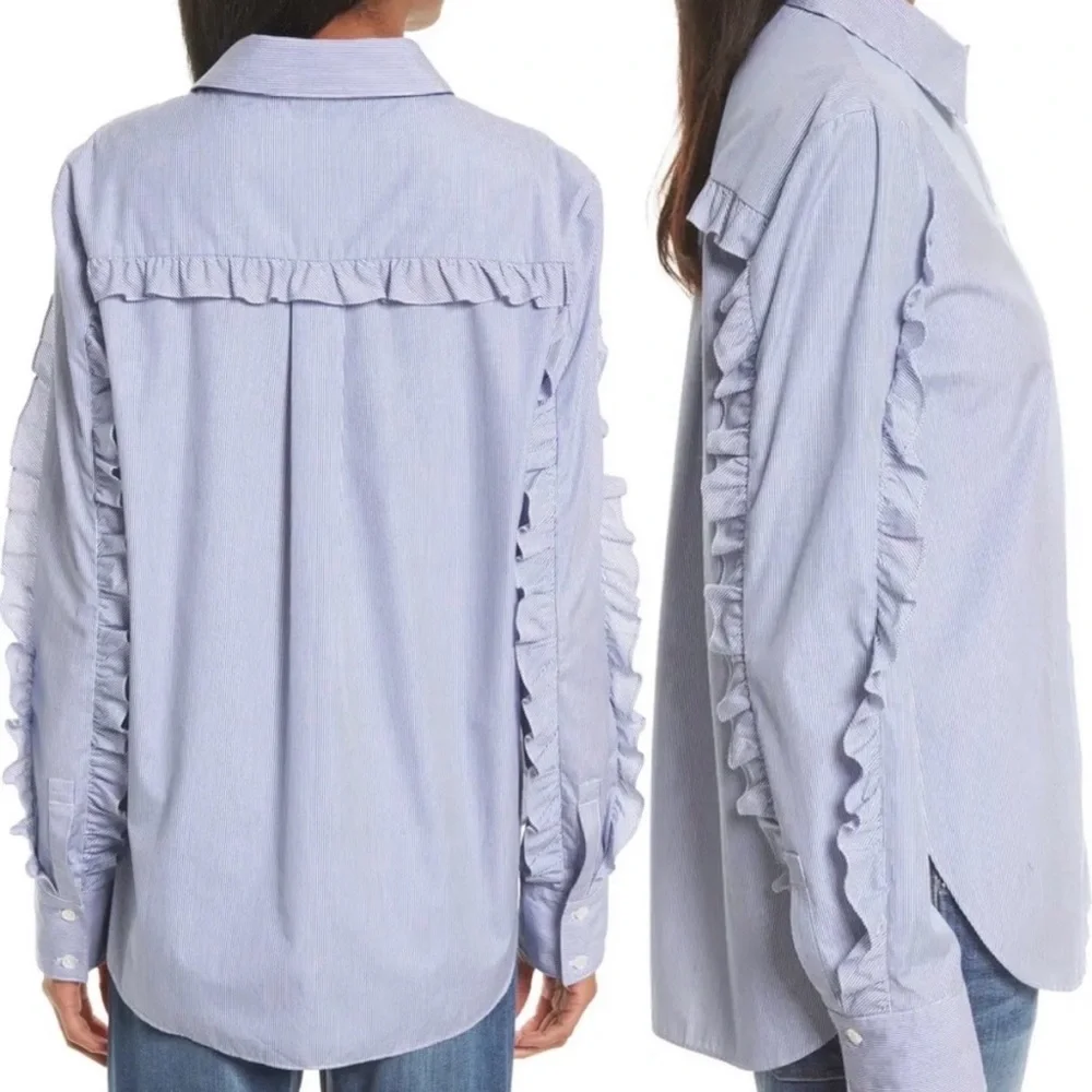 Tibi Ruffle Button Down Shirt - Picture 2 of 9